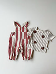 Candy Stripe Overall Set