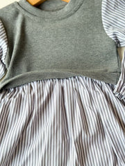 Grey Stripes Sibling Set – Romper & Dress