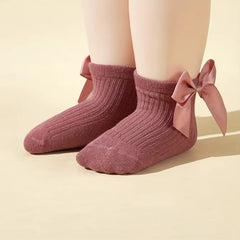 Satin Bow Baby Socks Set
