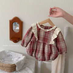 Autumn Plaid Ruffle Romper