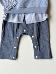 Grey Stripes Sibling Set – Romper & Dress