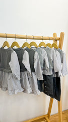 Grey Stripes Sibling Set – Romper & Dress