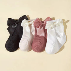 Satin Bow Baby Socks Set