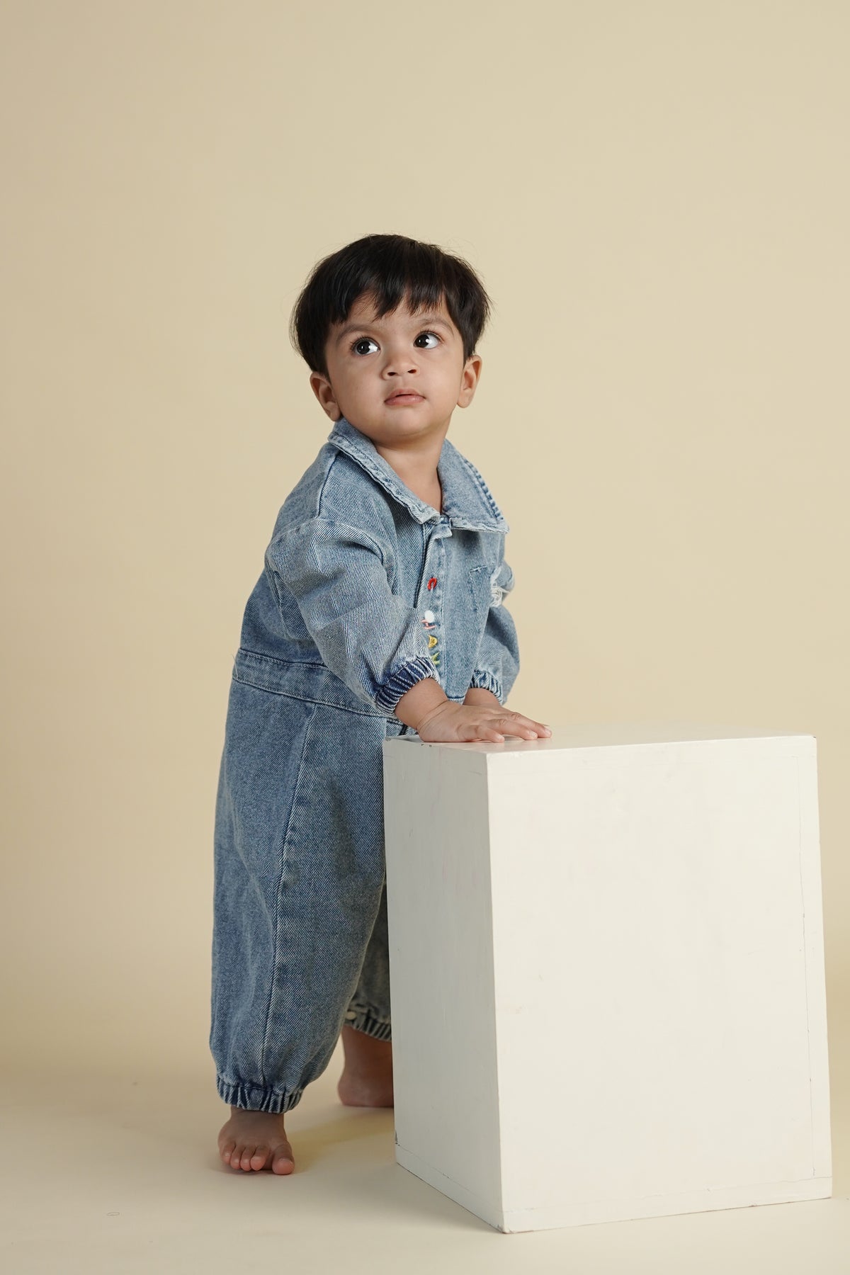 Button Bear Denim Romper