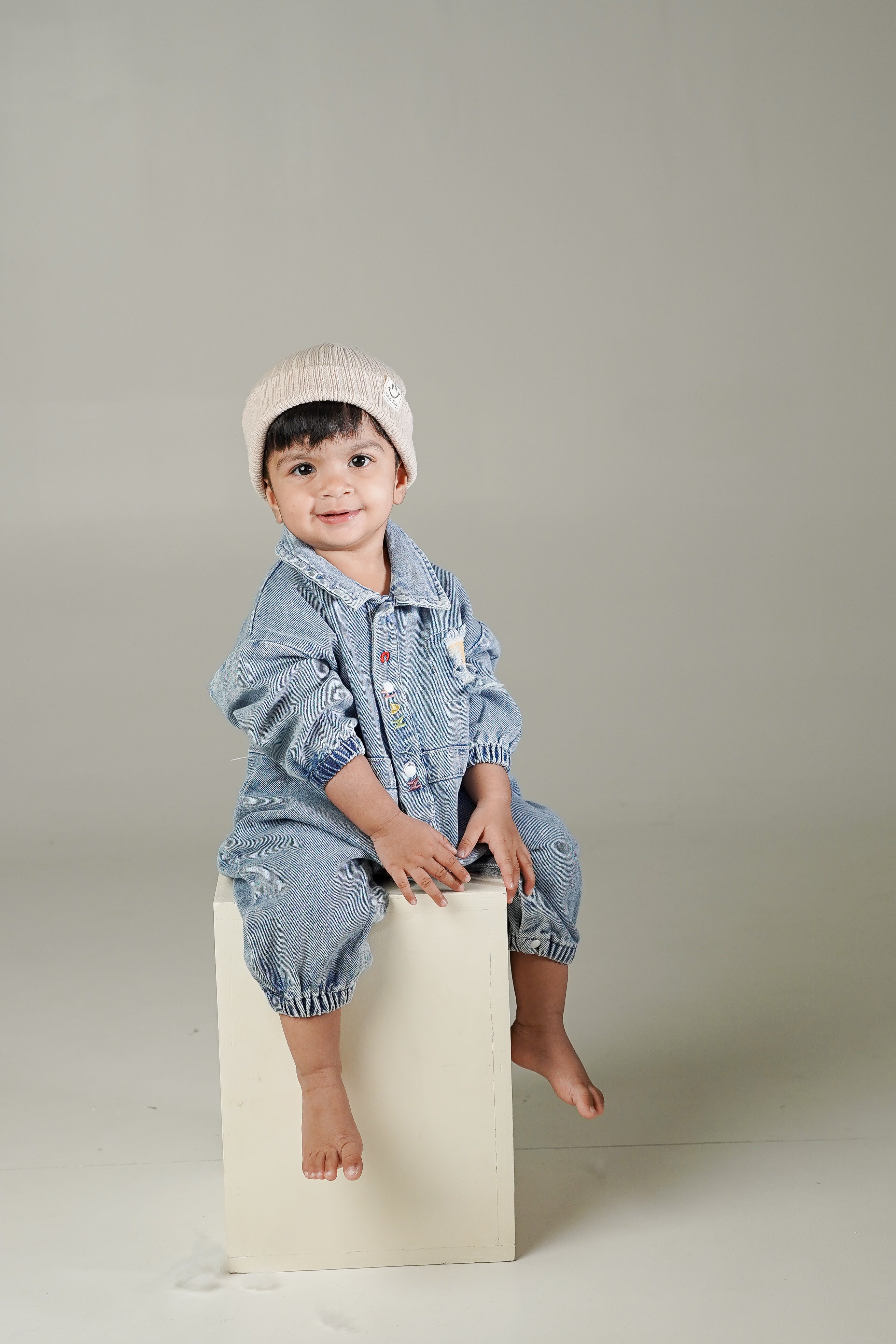 Button Bear Denim Romper