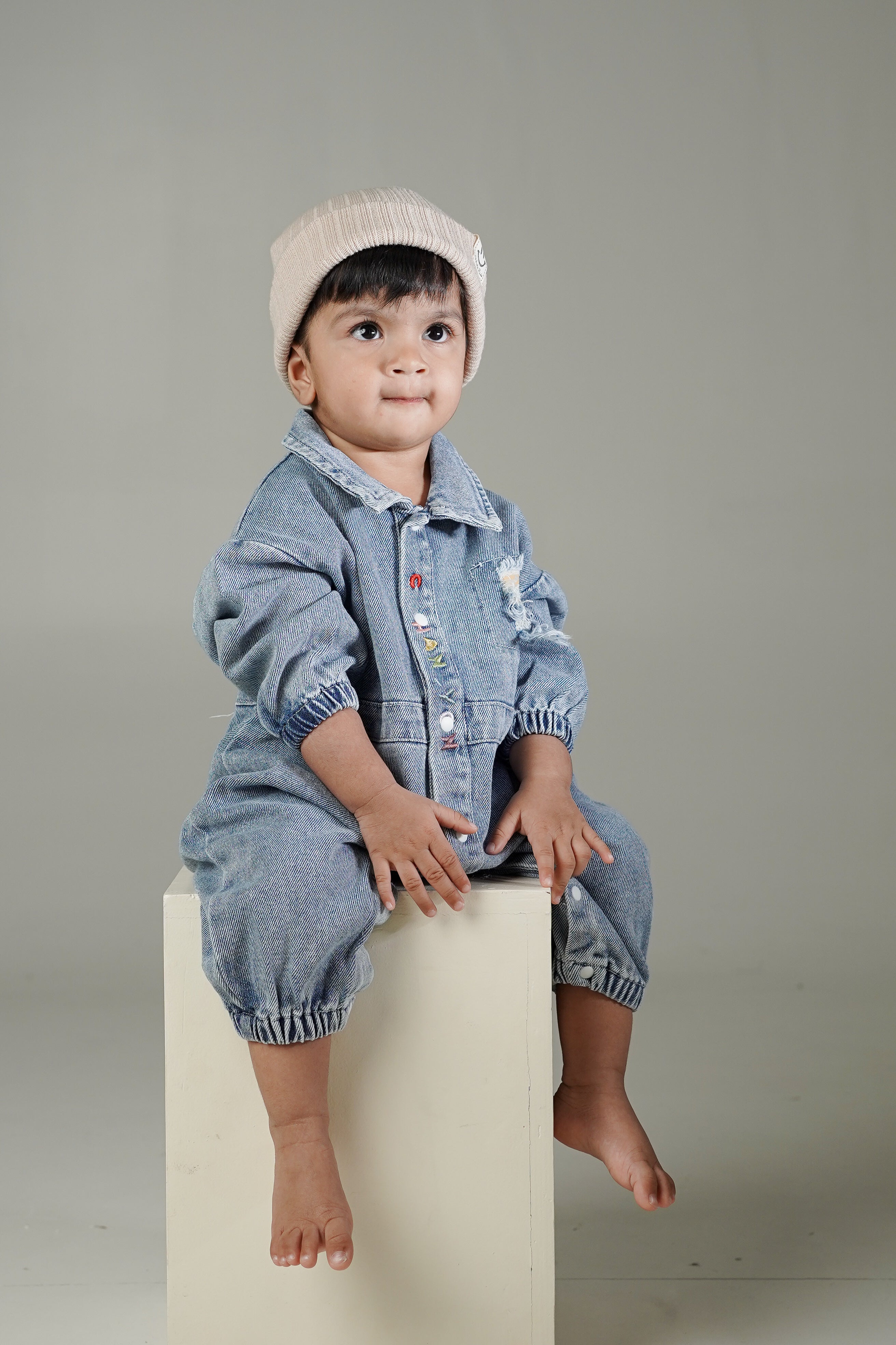 Button Bear Denim Romper