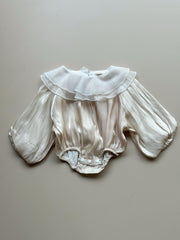 Silky Petal Collar Romper