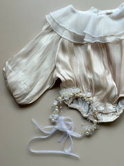 Silky Petal Collar Romper