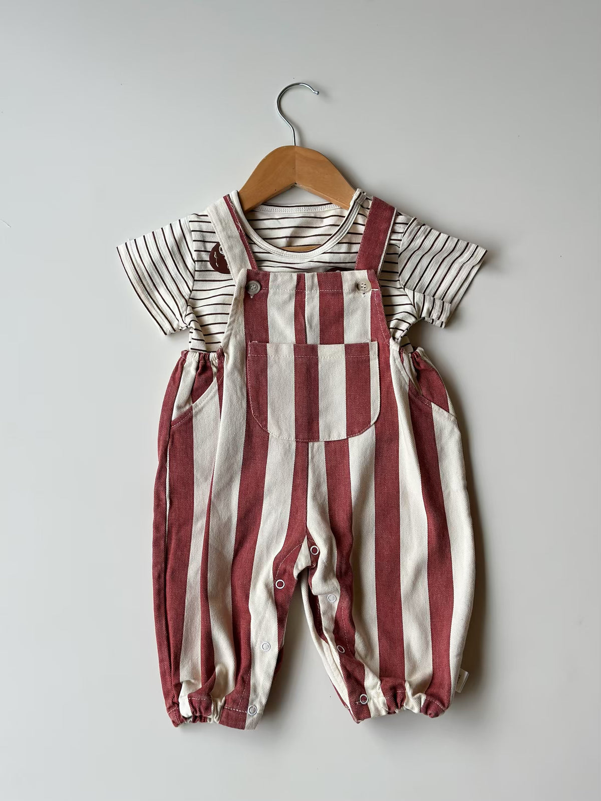 Candy Stripe Overall Set