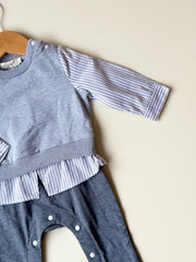 Grey Stripes Sibling Set – Romper & Dress