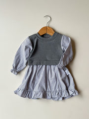 Grey Stripes Sibling Set – Romper & Dress