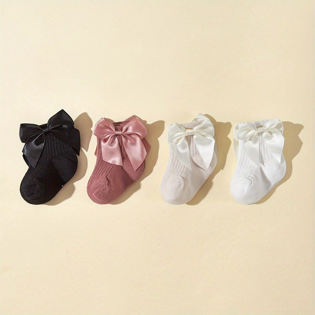 Satin Bow Baby Socks Set