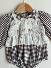 Vintage Gingham Lace Romper