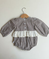 Vintage Gingham Lace Romper