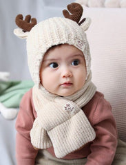 Knit hat with Hood scarf