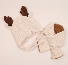Knit hat with Hood scarf