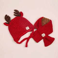 Knit hat with Hood scarf