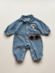Button Bear Denim Romper