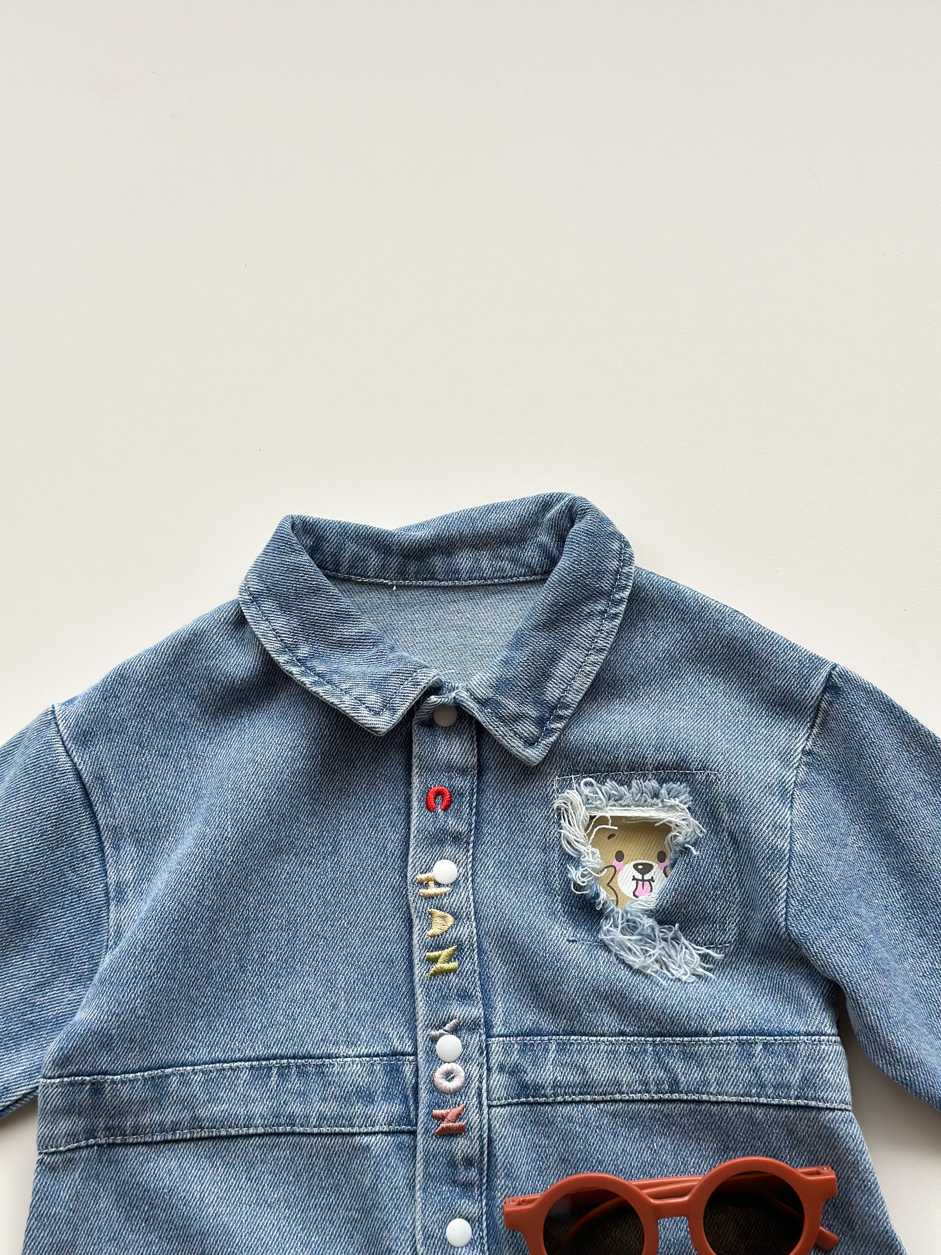Button Bear Denim Romper