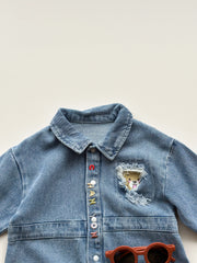 Button Bear Denim Romper