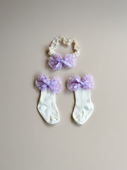 Lavender lace socks +headband set