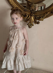 Neutral Bloom Petal Dress