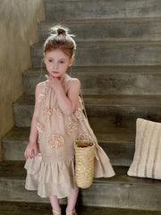 Neutral Bloom Petal Dress