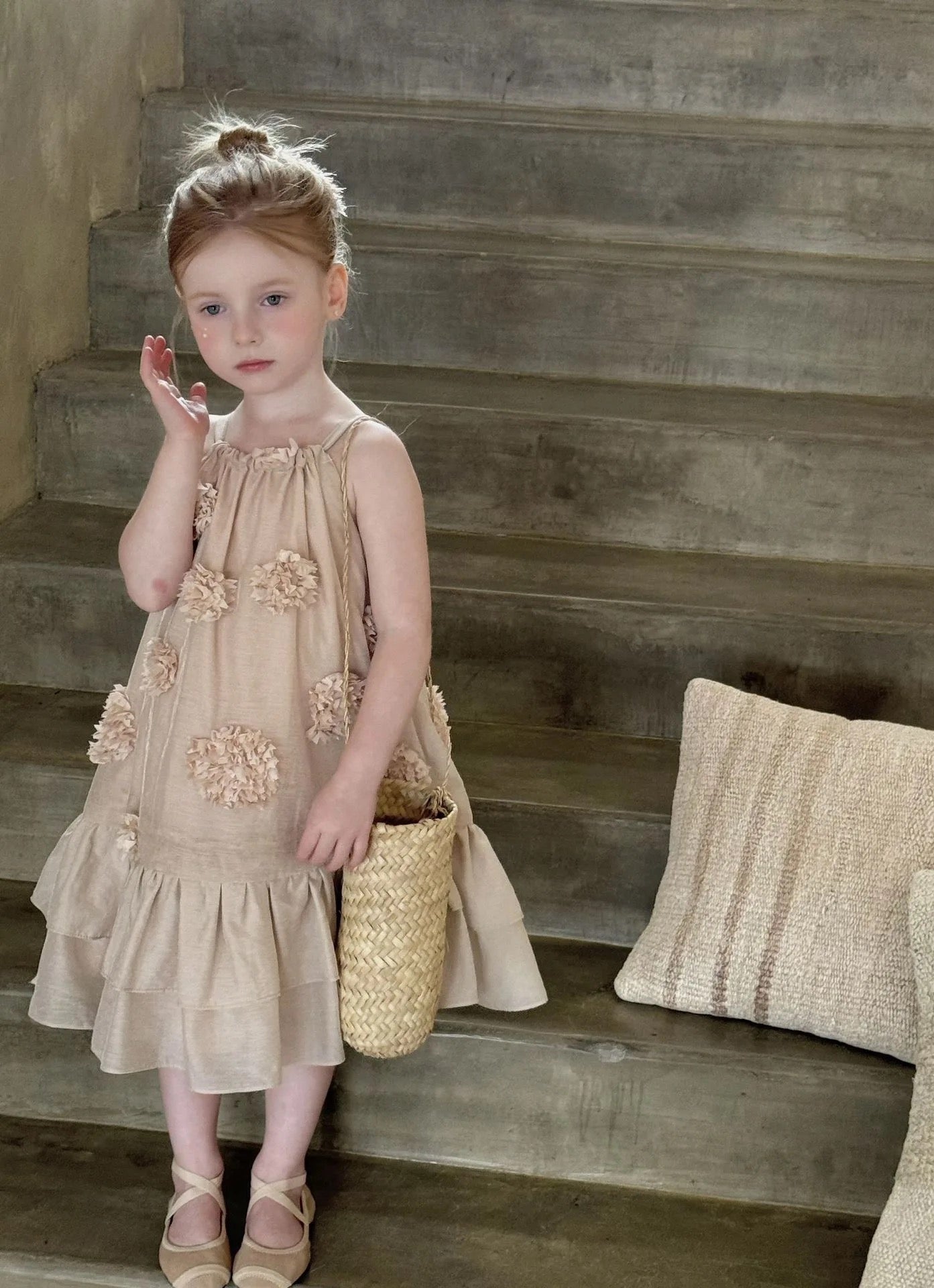 Neutral Bloom Petal Dress