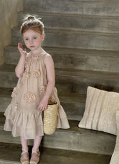 Neutral Bloom Petal Dress
