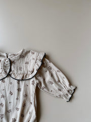 Sarah frill romper& bonnet set